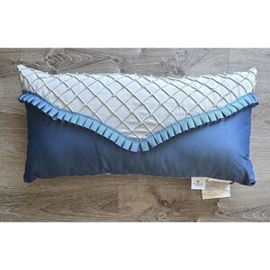 Waterford Linens Distinctive Blue with Ruffle & Pearl Accents Rectangle Pillow